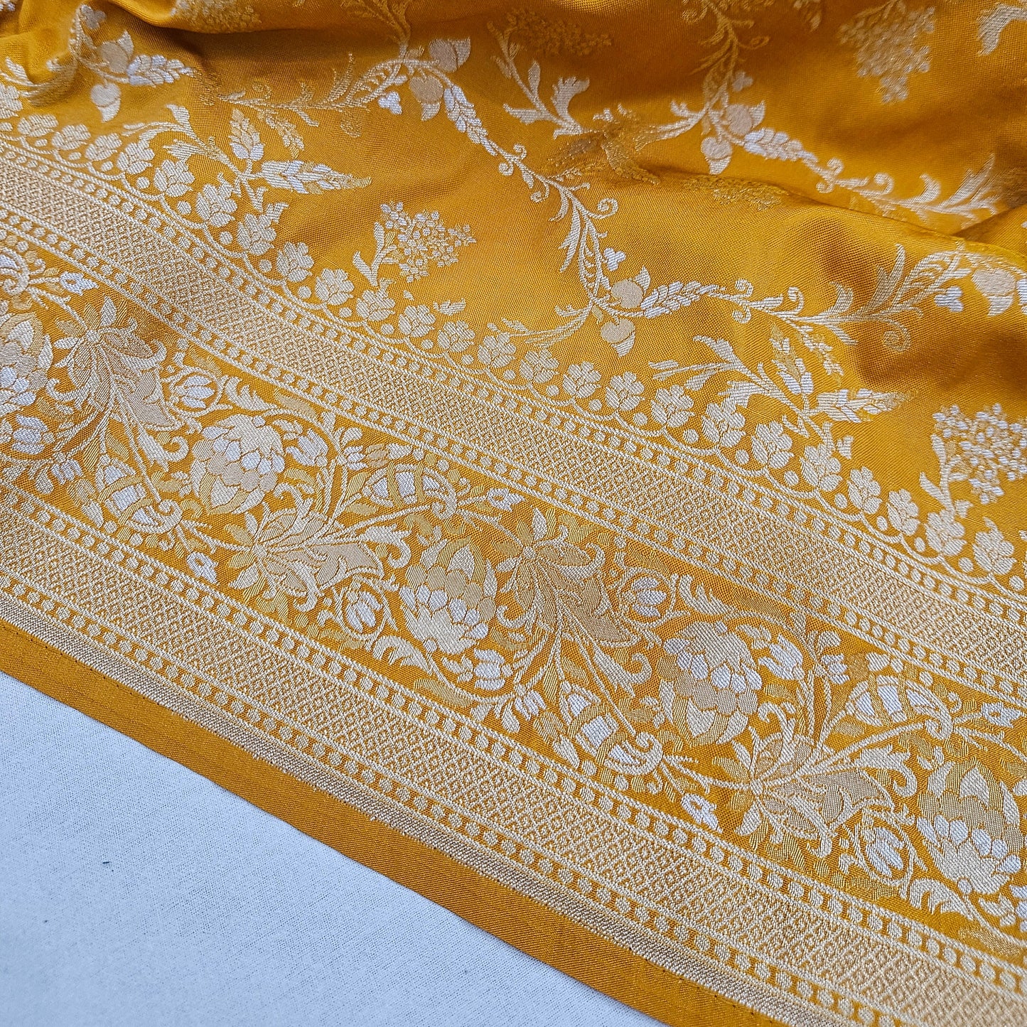 Mustard Yellow Semi Silk Saree