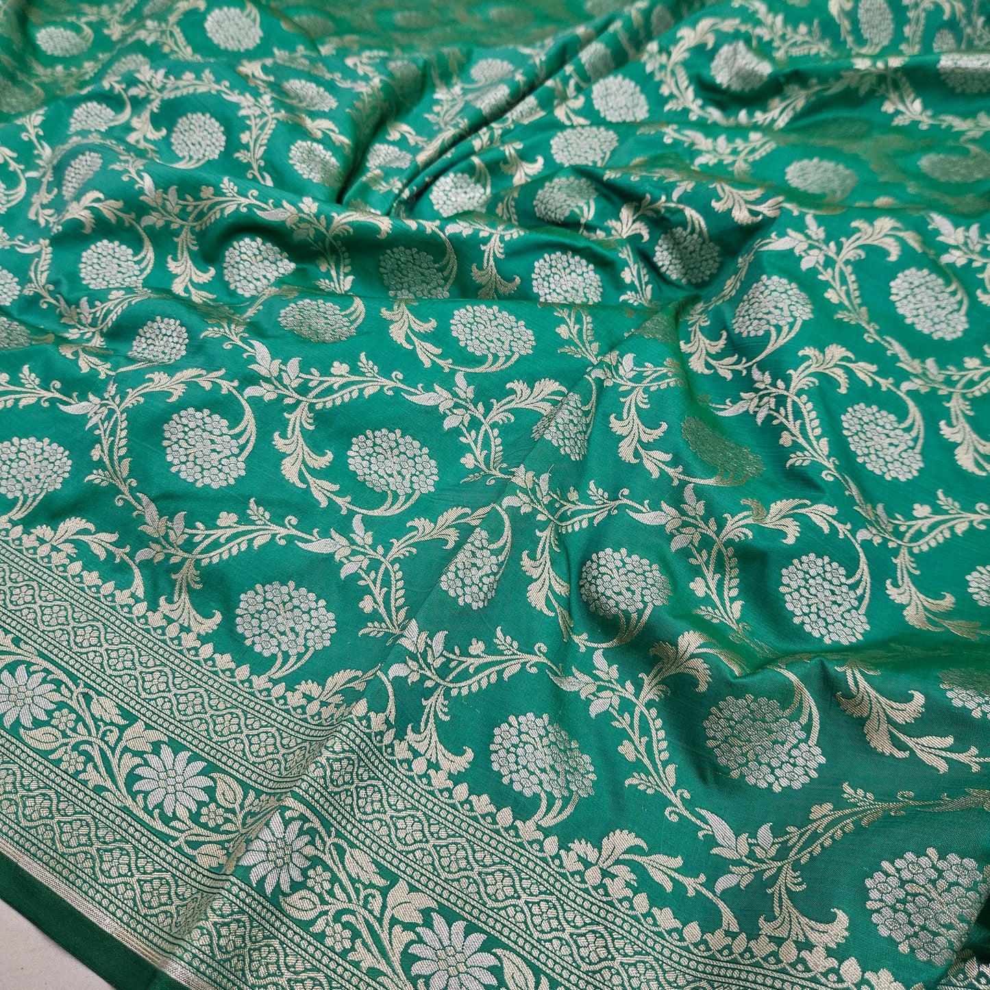 Sea Green Semi Silk Saree