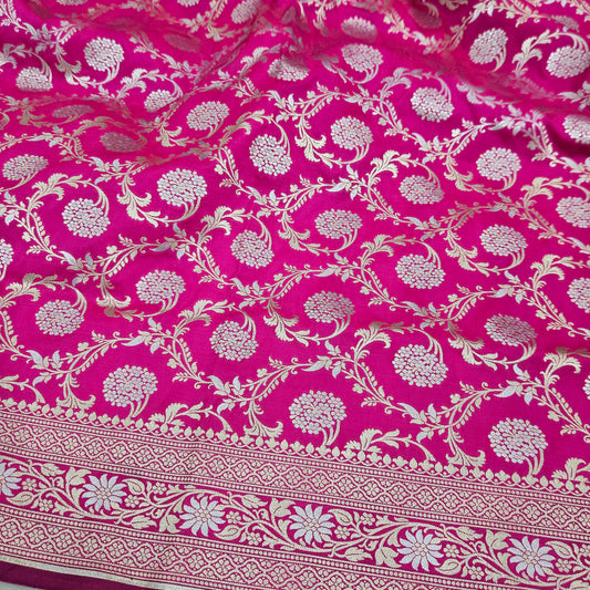 Rani Pink Semi Silk Saree