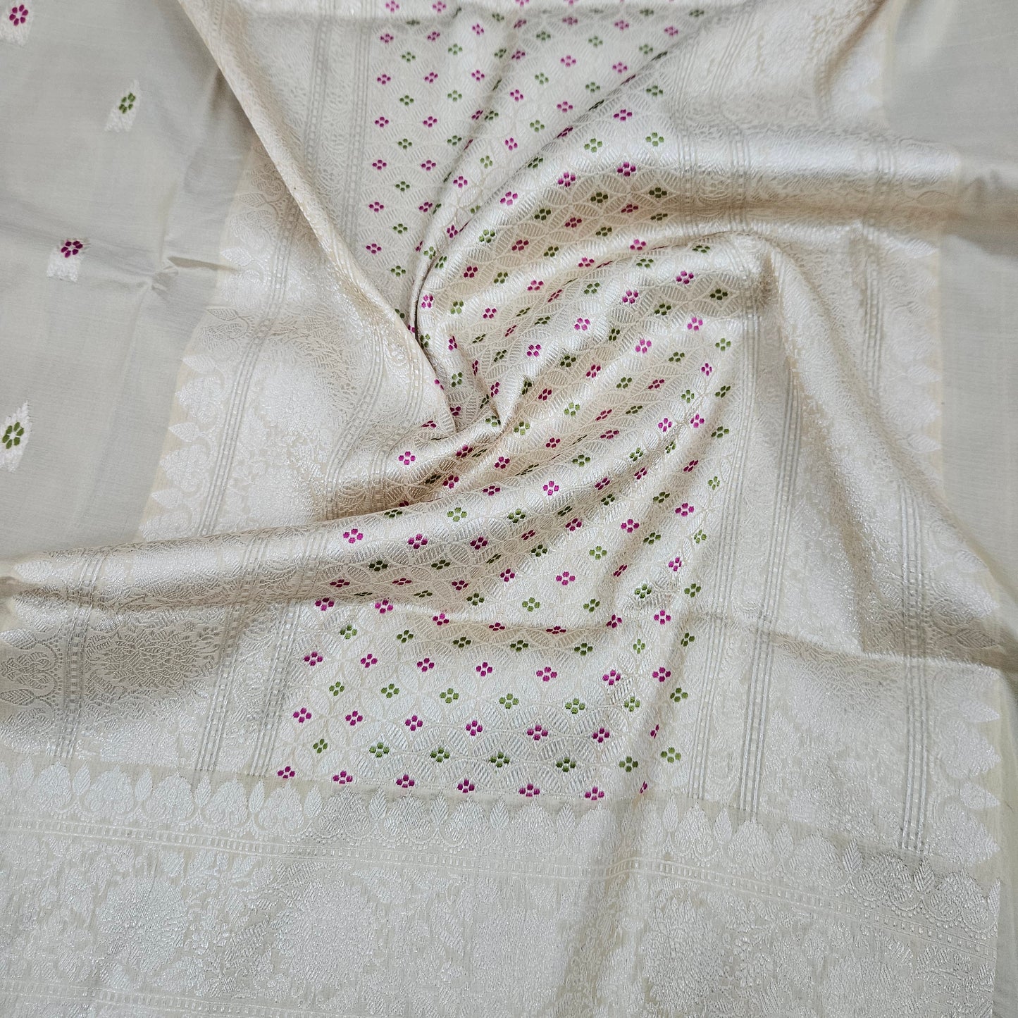 Creme Pure Silk Saree