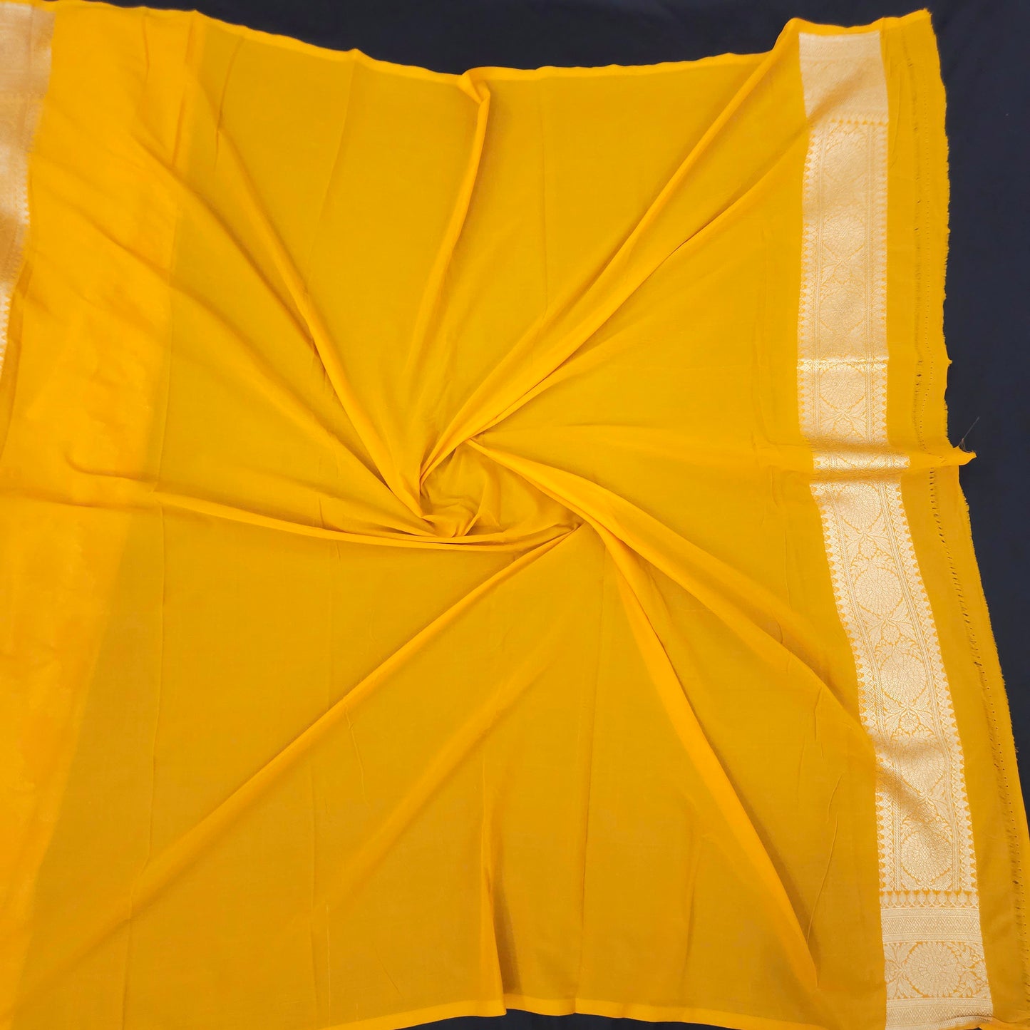 Mustard Yellow Chiffon Saree