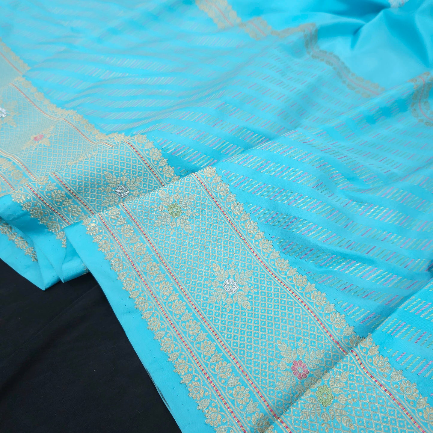 Firozi Blue Pure Silk Saree