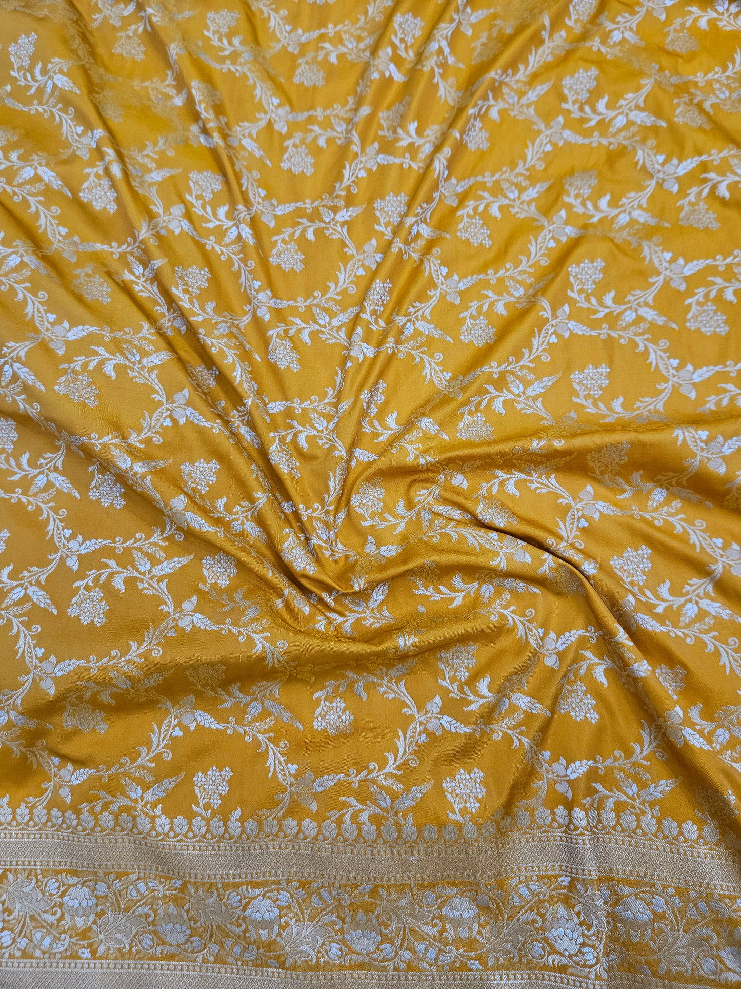 Mustard Yellow Semi Silk Saree