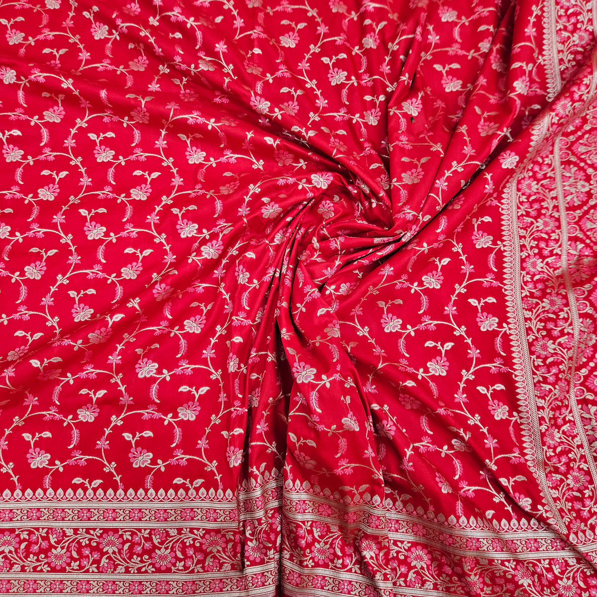 Red Semi Silk Multi Meenakari Saree