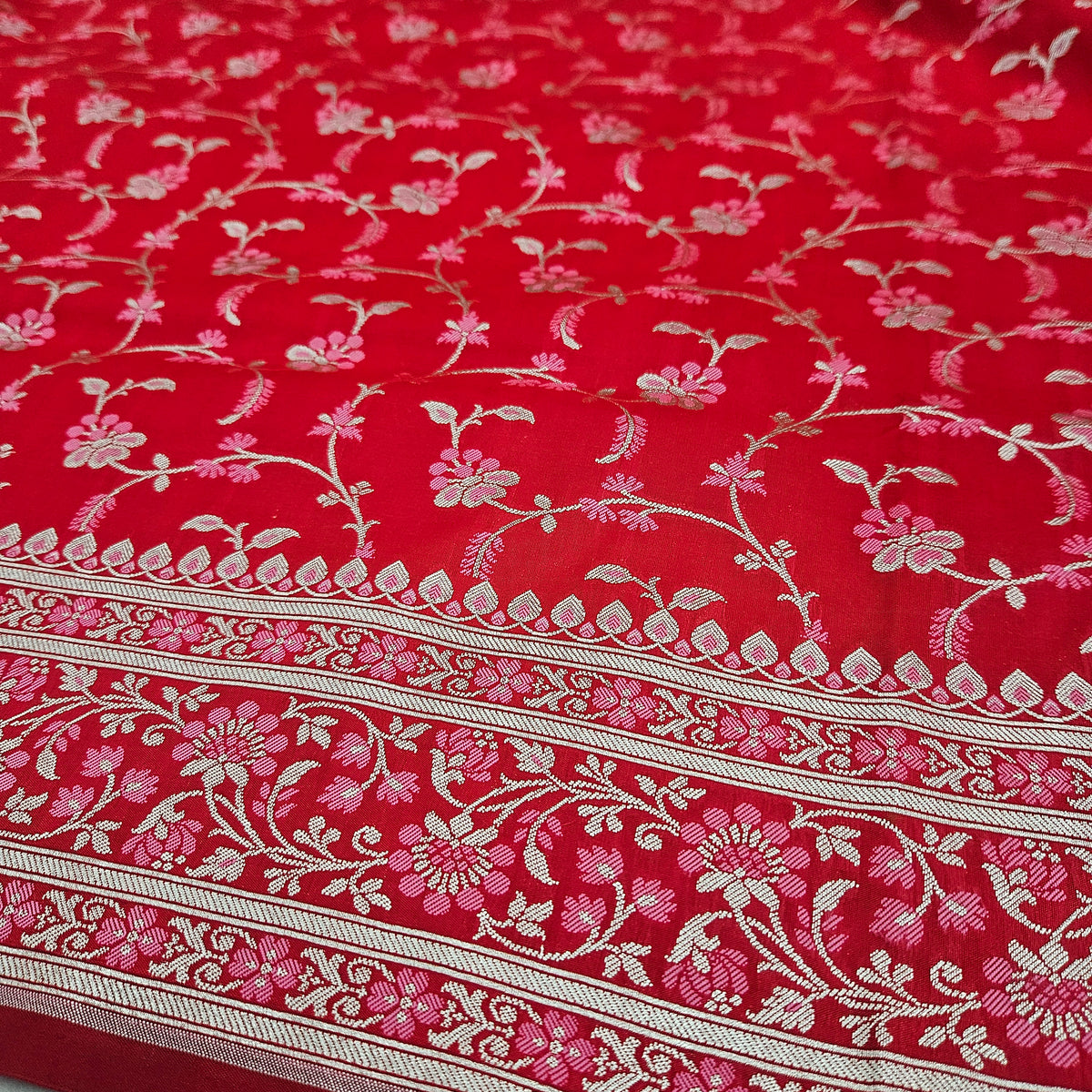 Red Semi Silk Multi Meenakari Saree