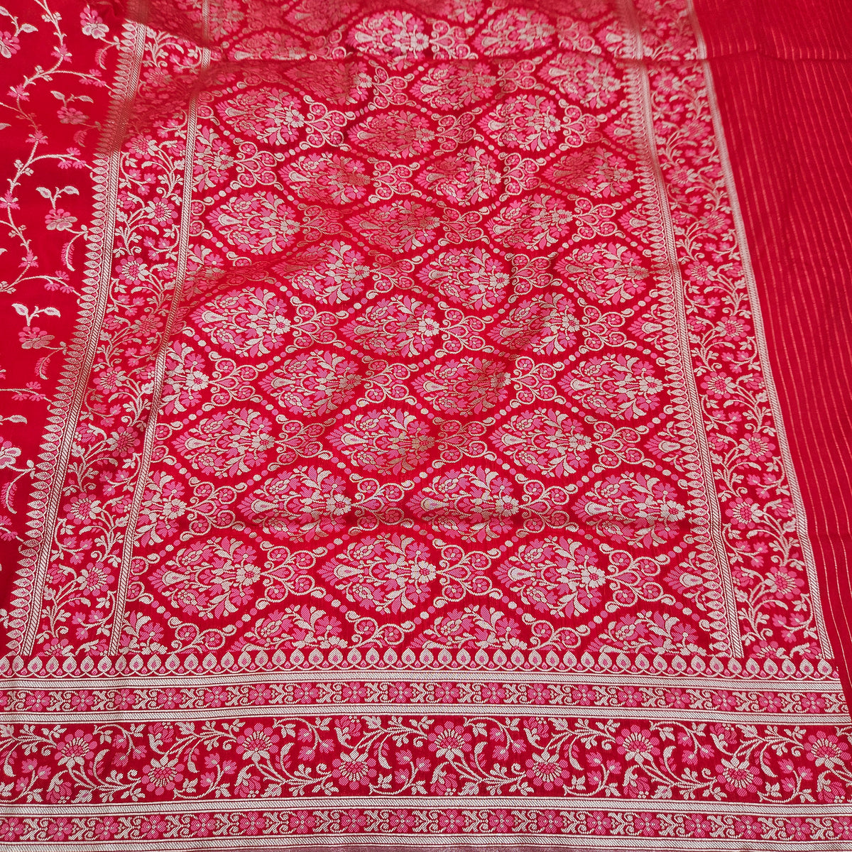 Red Semi Silk Multi Meenakari Saree