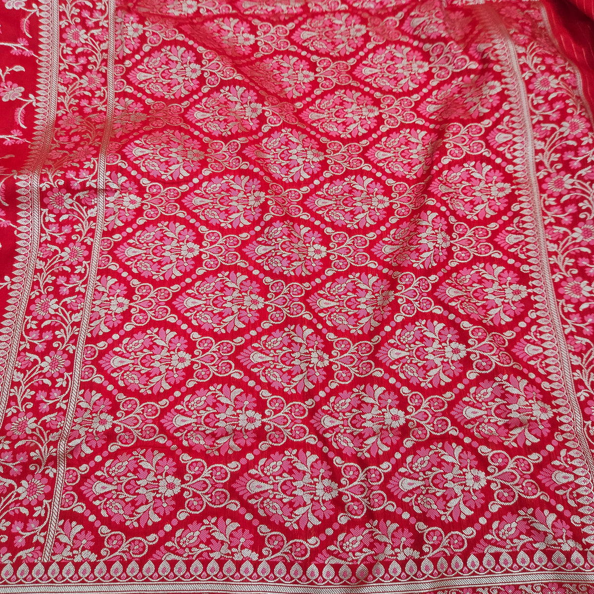Red Semi Silk Multi Meenakari Saree