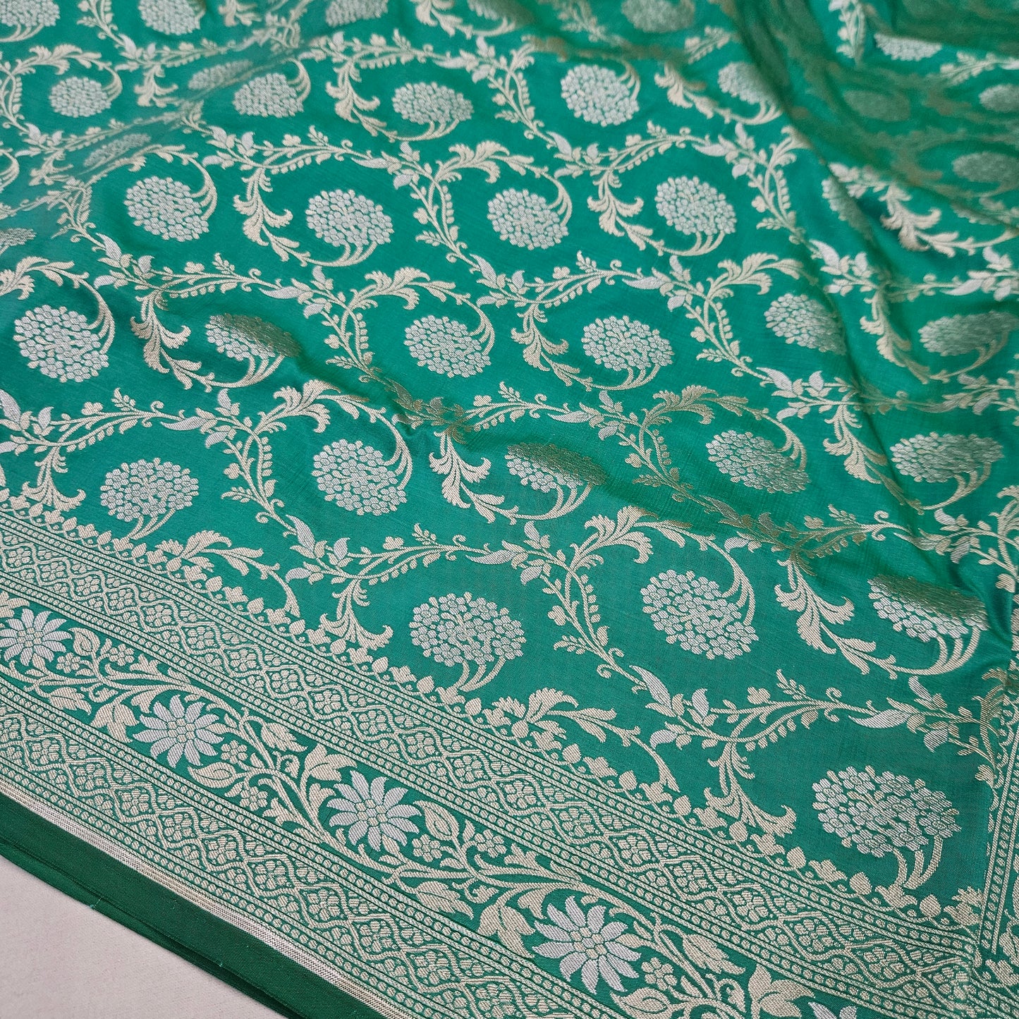 Sea Green Semi Silk Saree