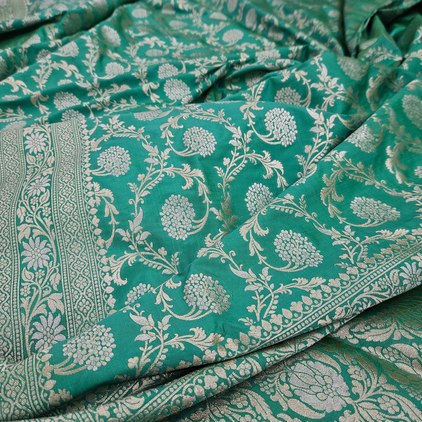 Sea Green Semi Silk Saree