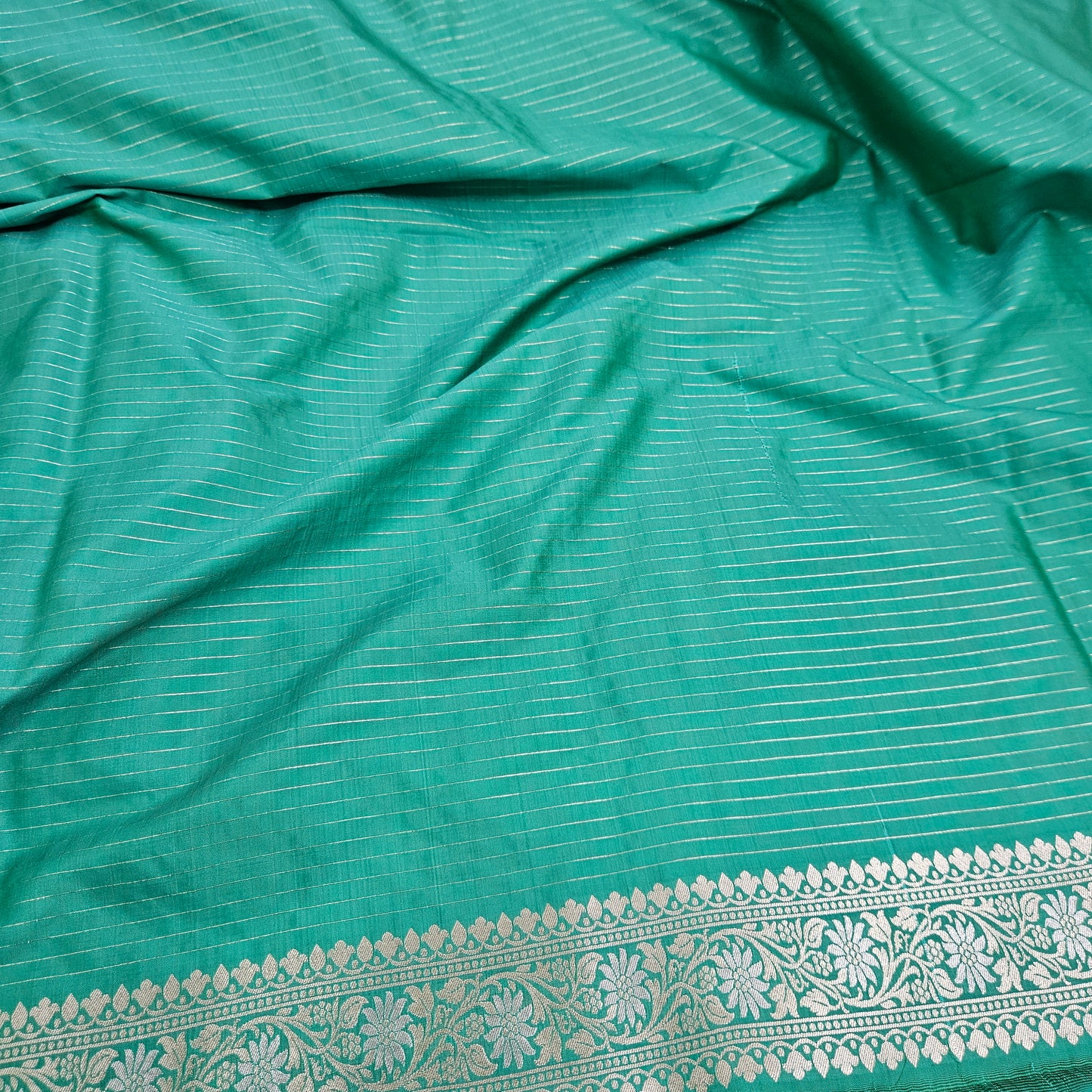 Sea Green Semi Silk Saree