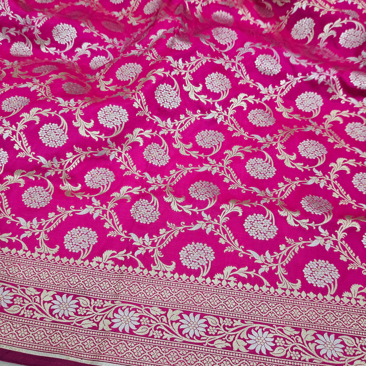 Rani Pink Semi Silk Saree