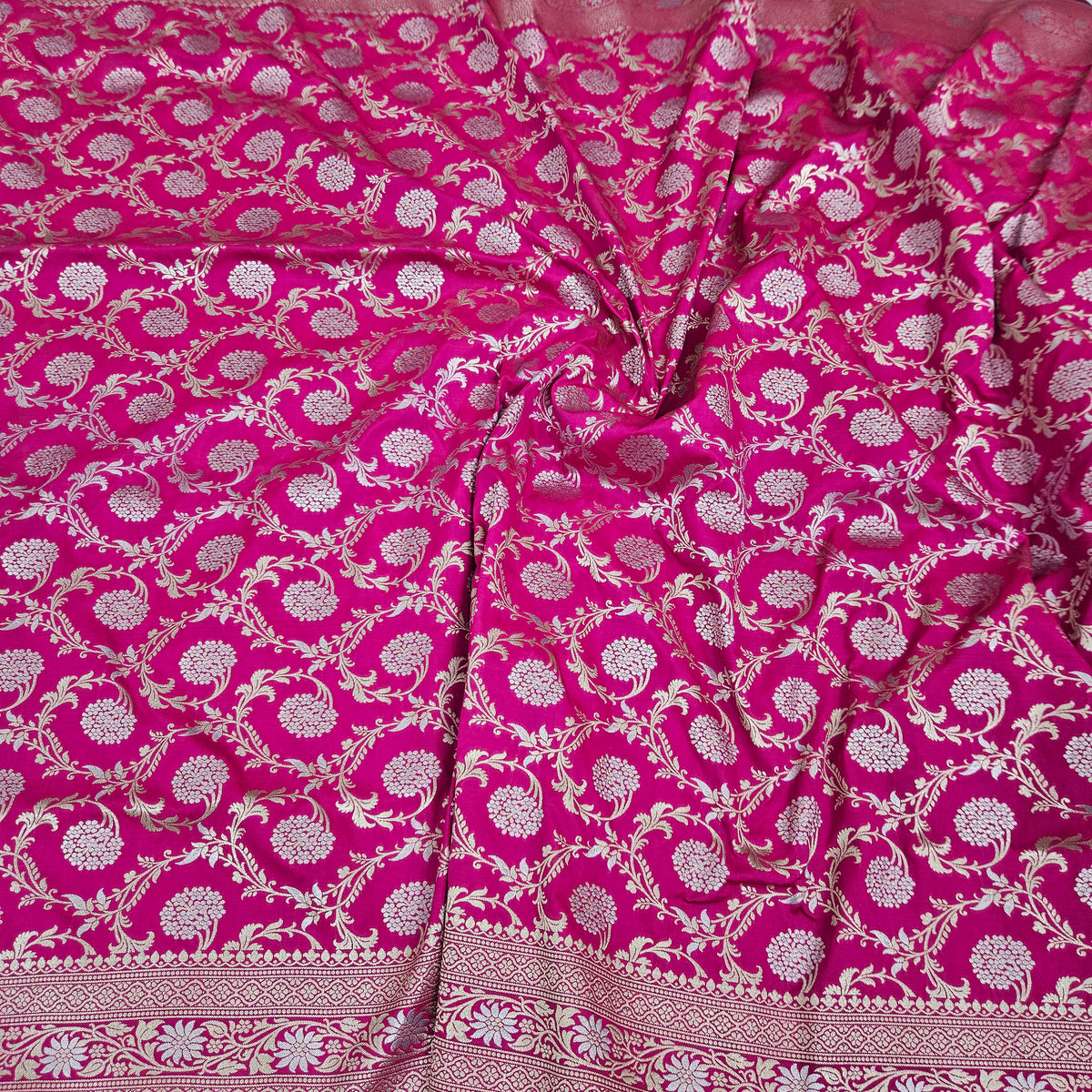 Rani Pink Semi Silk Saree