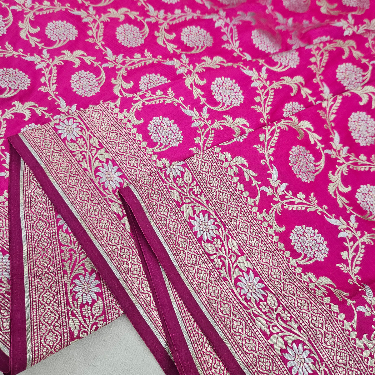 Rani Pink Semi Silk Saree