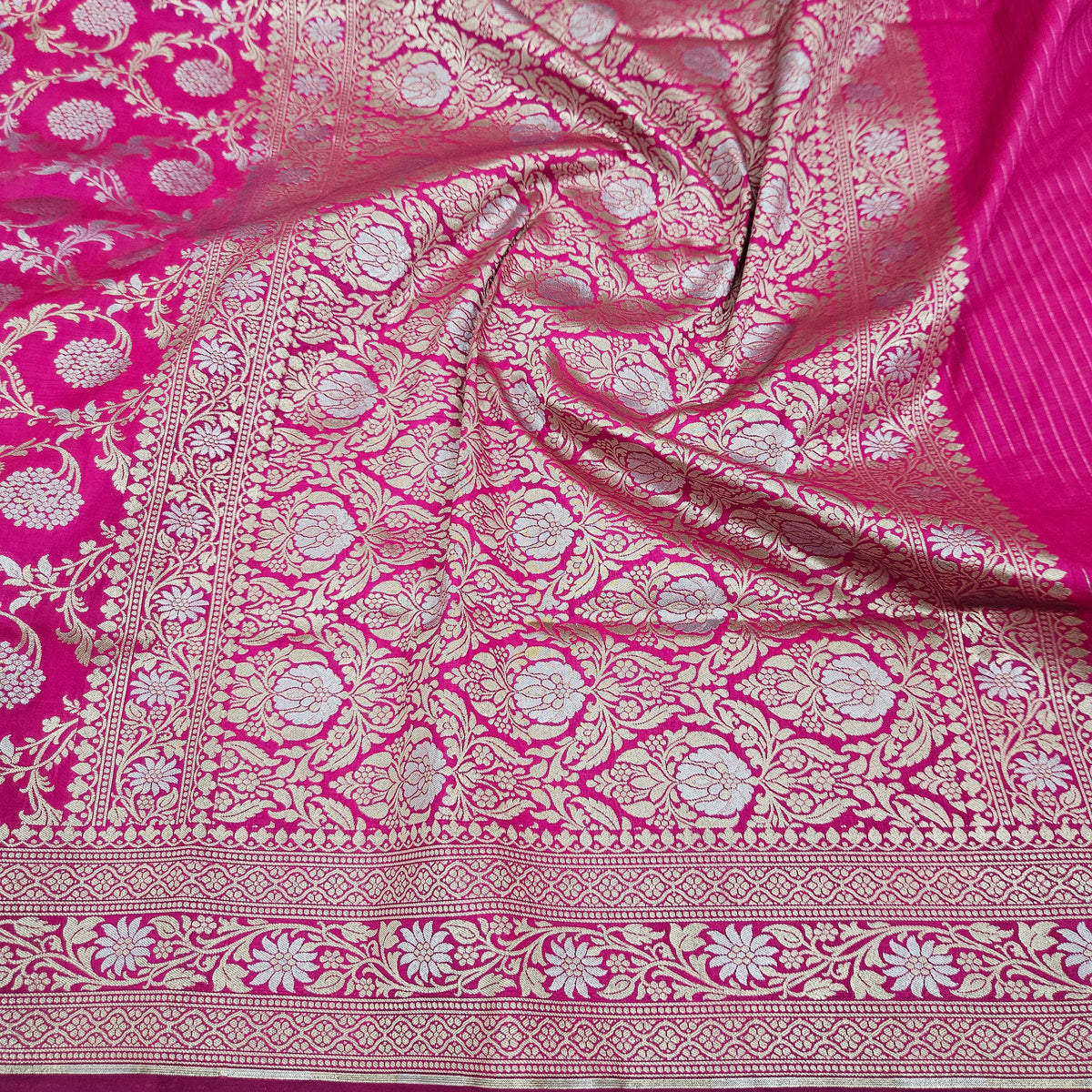 Rani Pink Semi Silk Saree