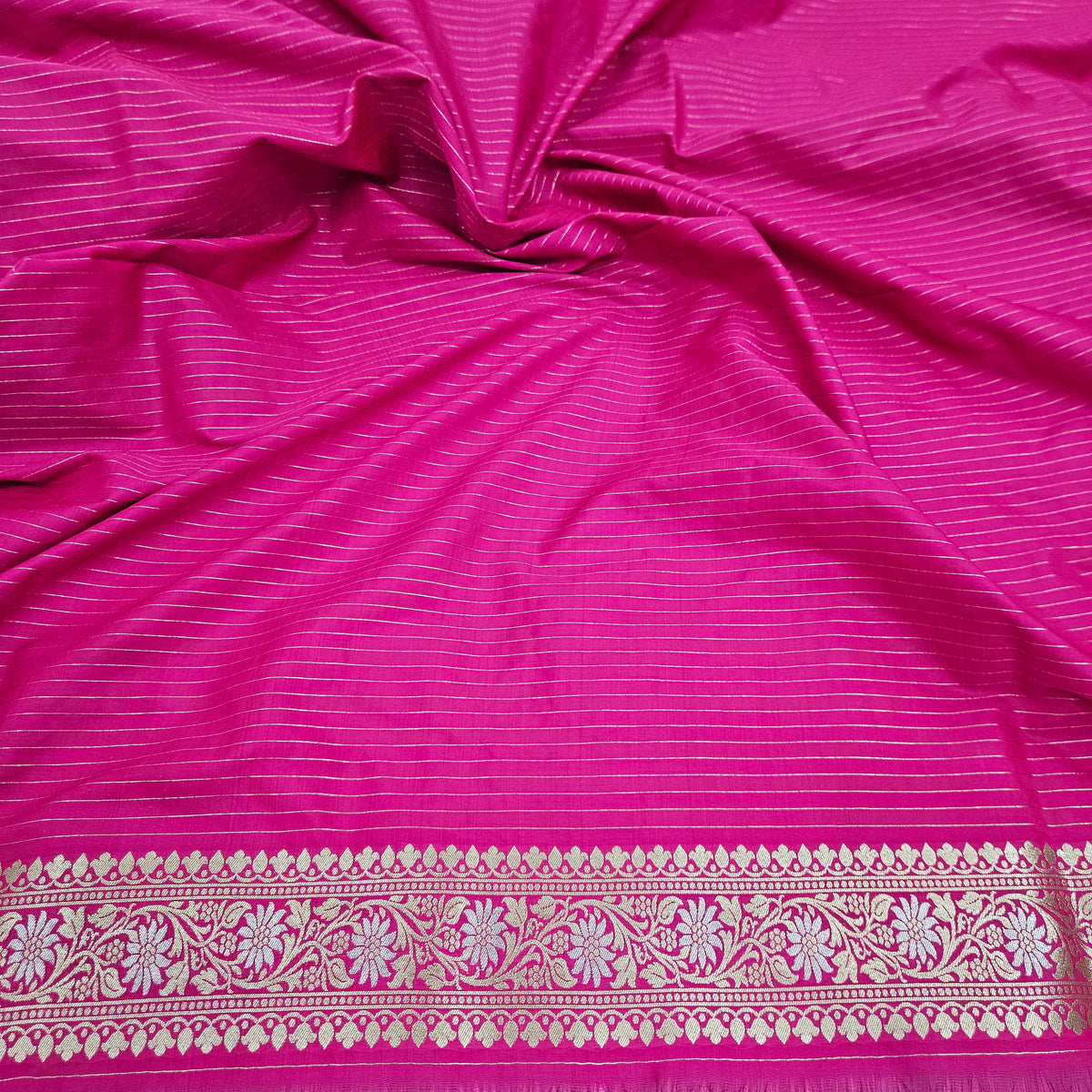 Rani Pink Semi Silk Saree