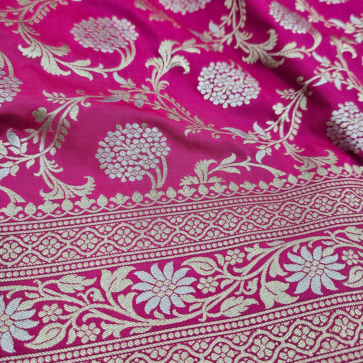Rani Pink Semi Silk Saree