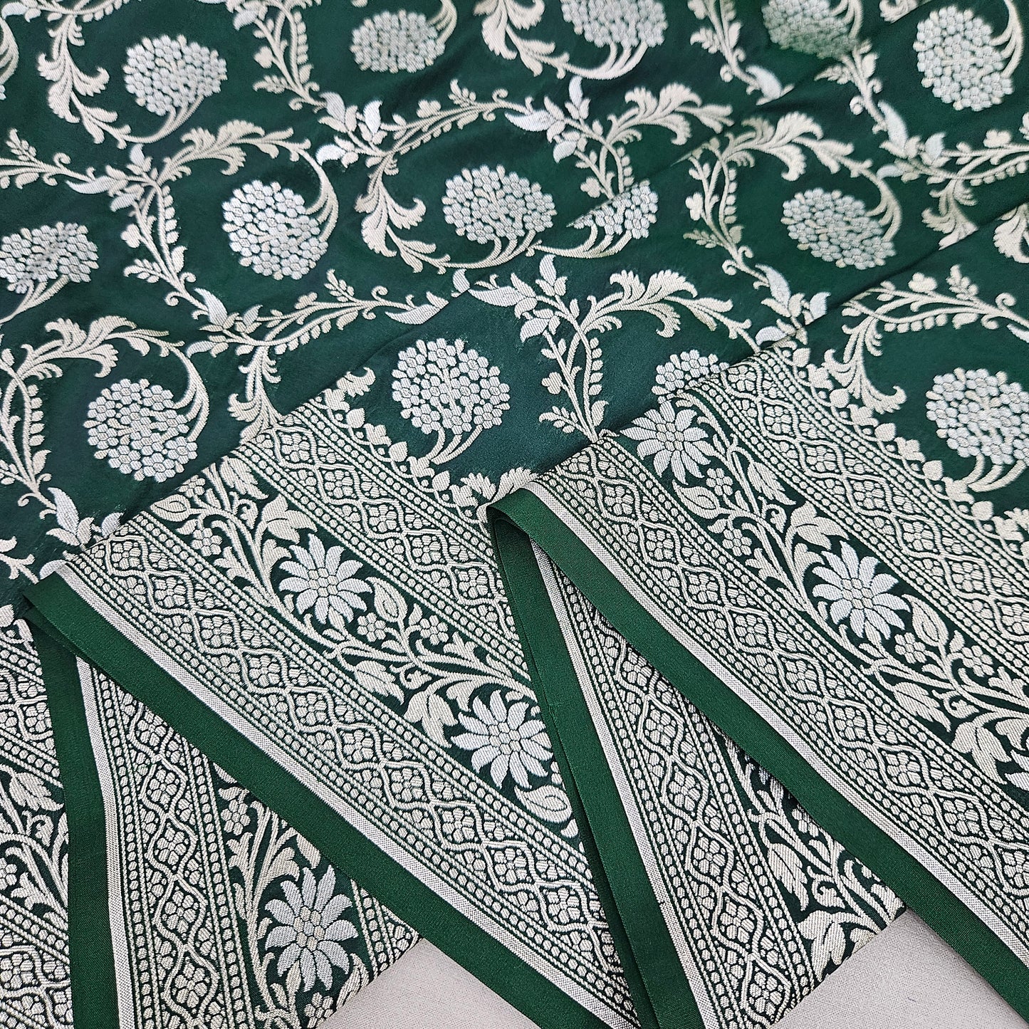 Bottle Green Silk Saree