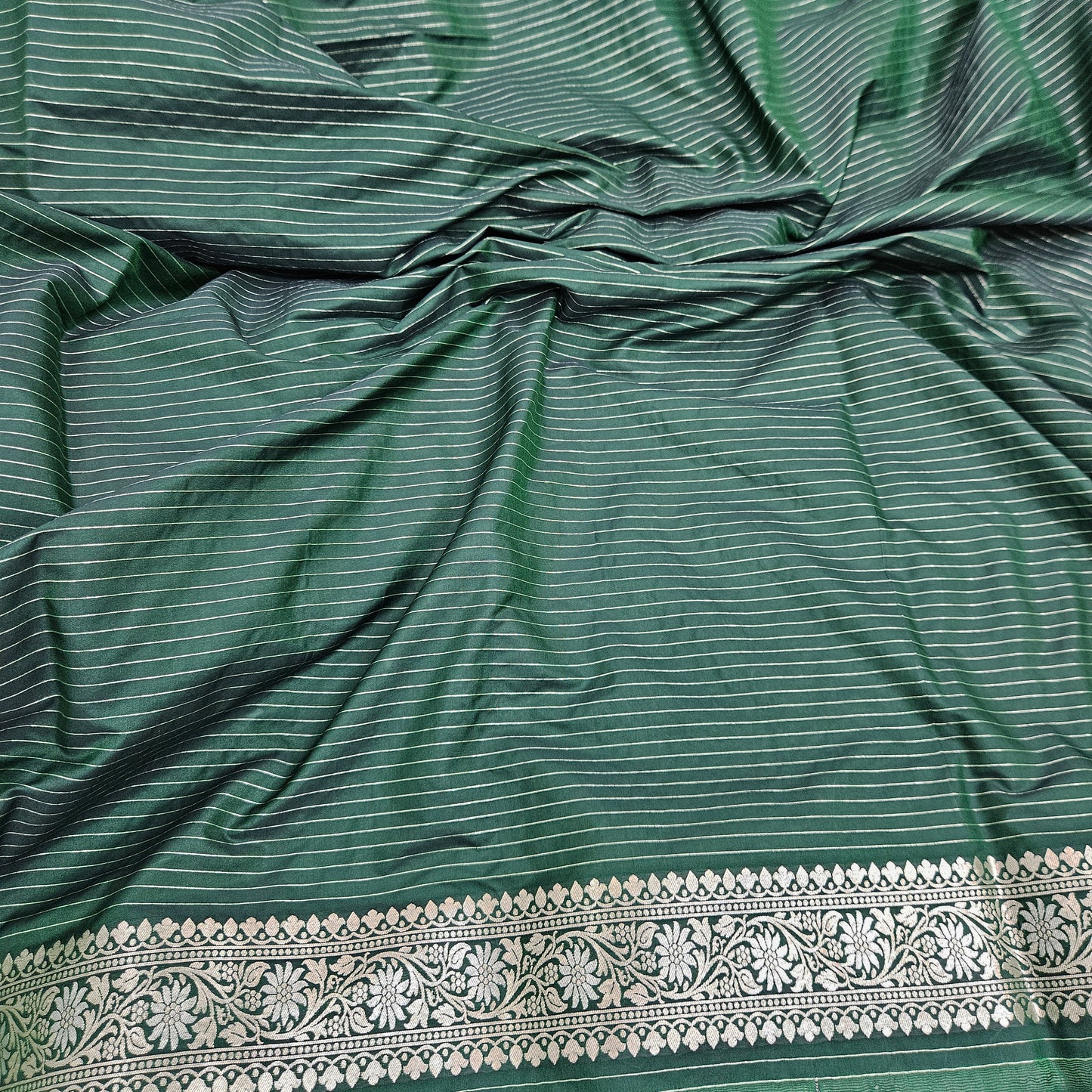 Bottle Green Silk Saree