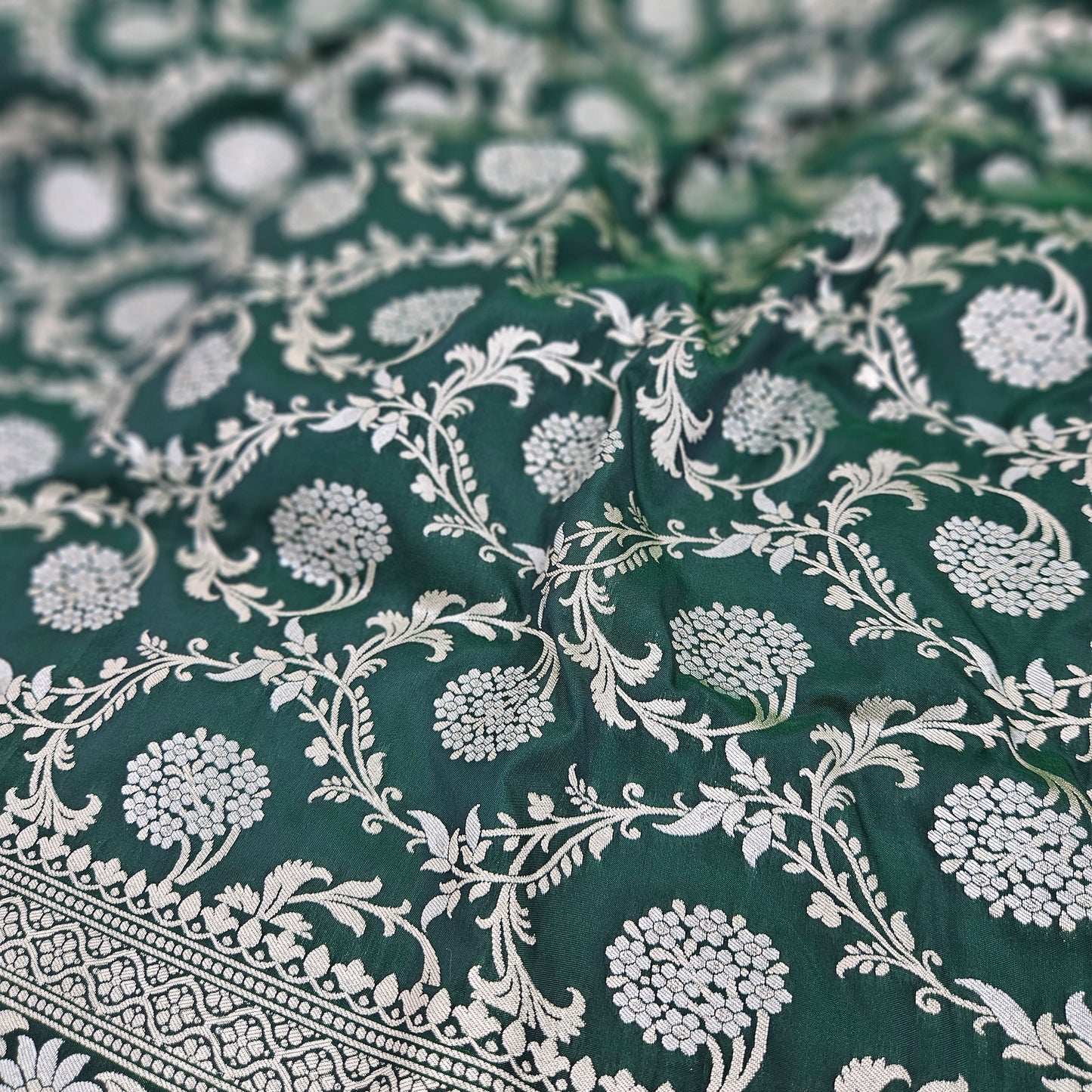 Bottle Green Silk Saree