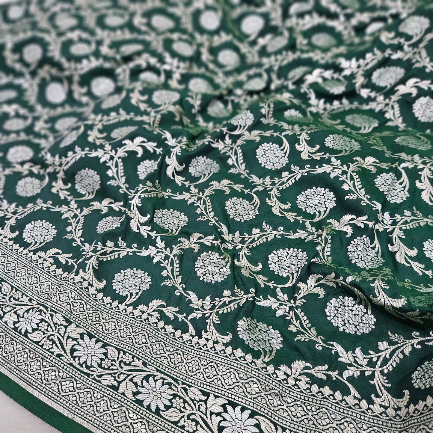 Bottle Green Silk Saree
