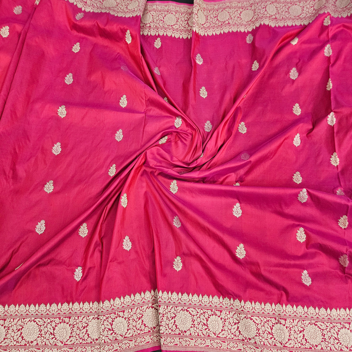Red Pink Pure Silk Saree