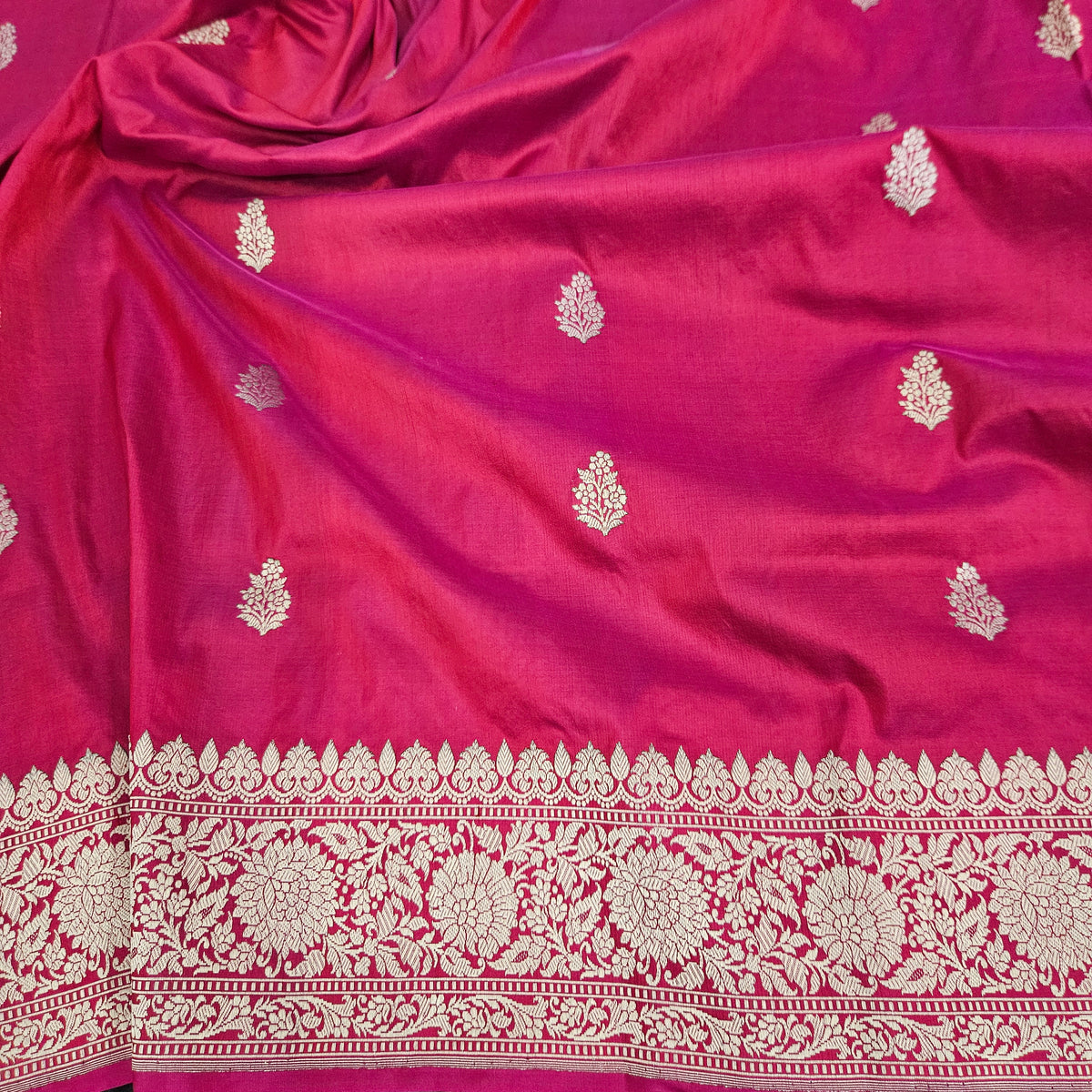 Red Pink Pure Silk Saree