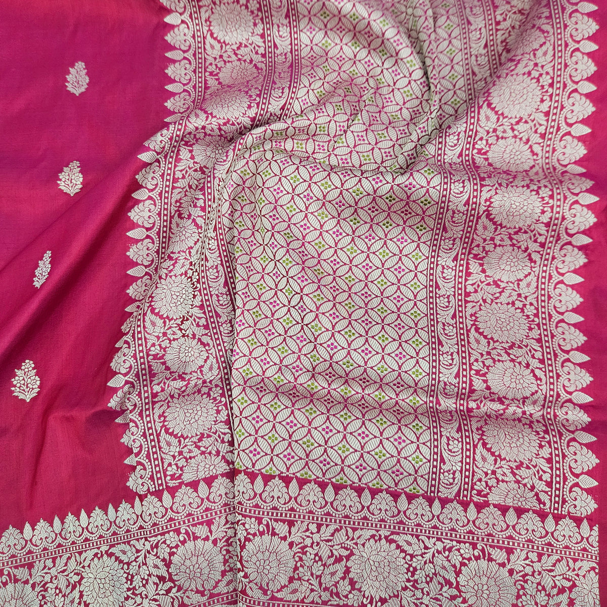 Red Pink Pure Silk Saree
