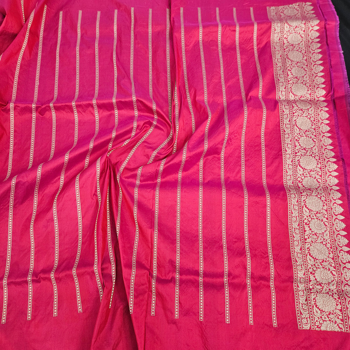 Red Pink Pure Silk Saree