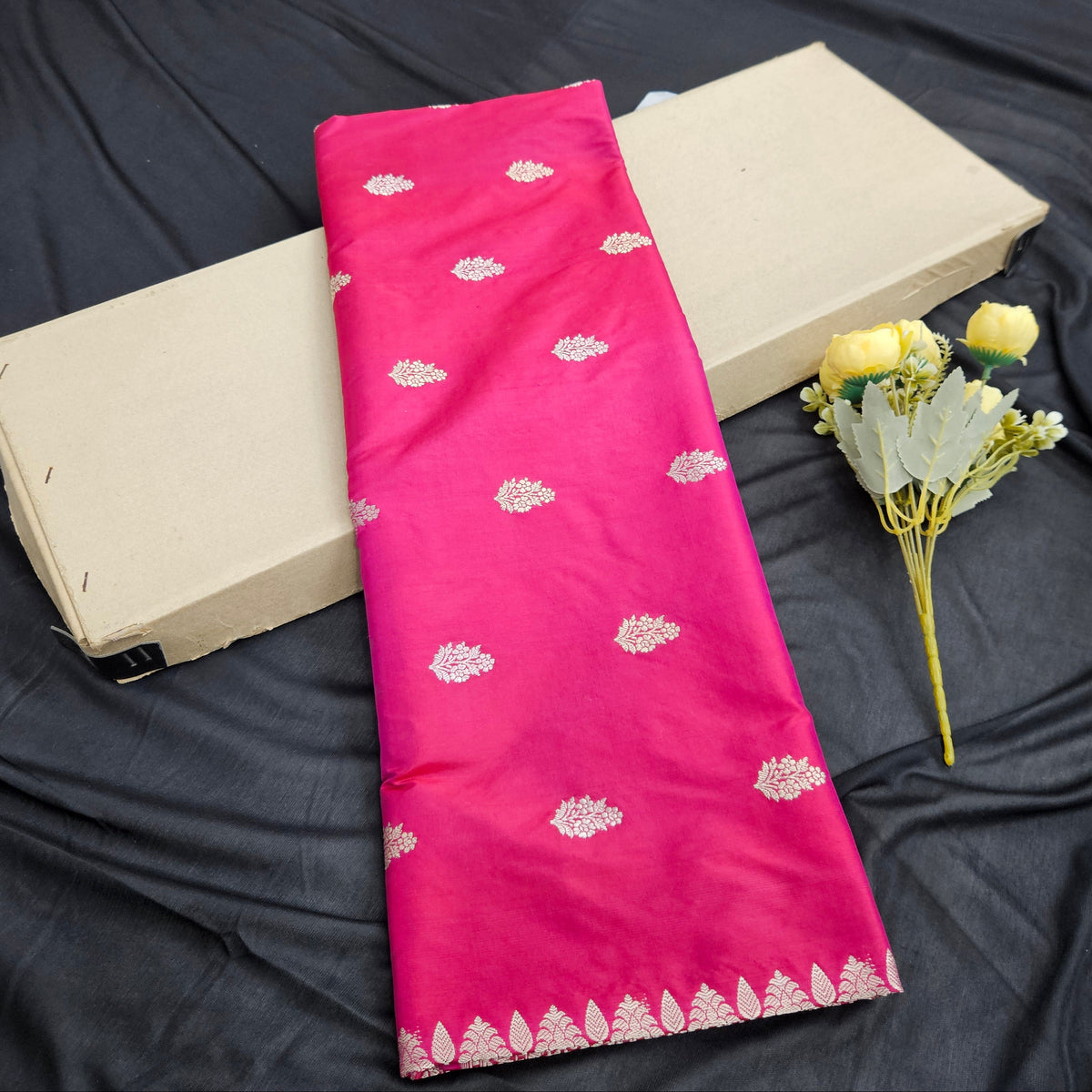 Red Pink Pure Silk Saree
