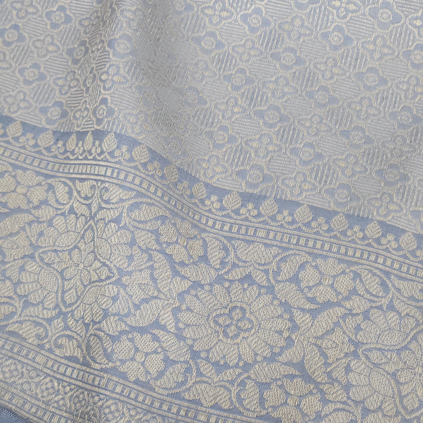 Steel Grey Pure Silk Brocade Saree