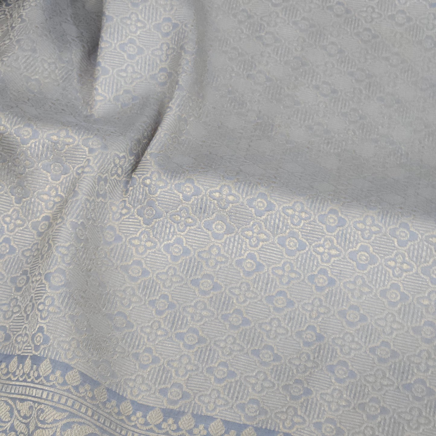 Steel Grey Pure Silk Brocade Saree