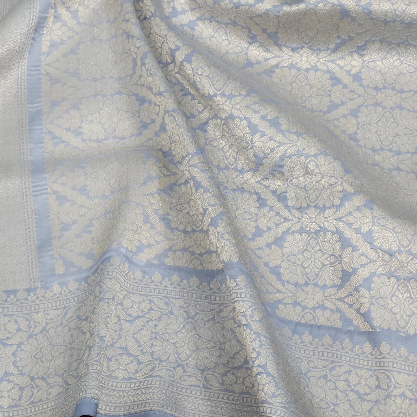 Steel Grey Pure Silk Brocade Saree