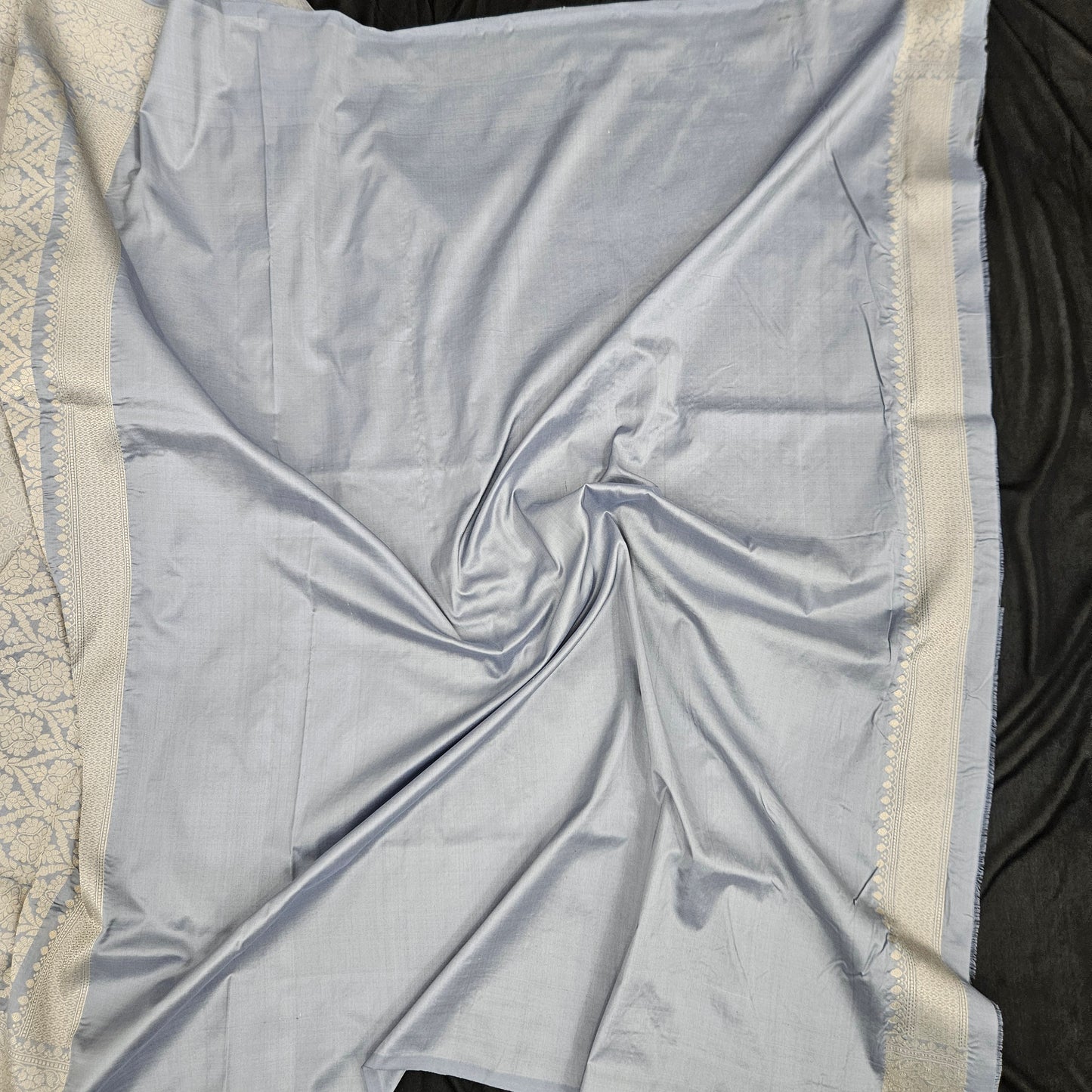 Steel Grey Pure Silk Brocade Saree