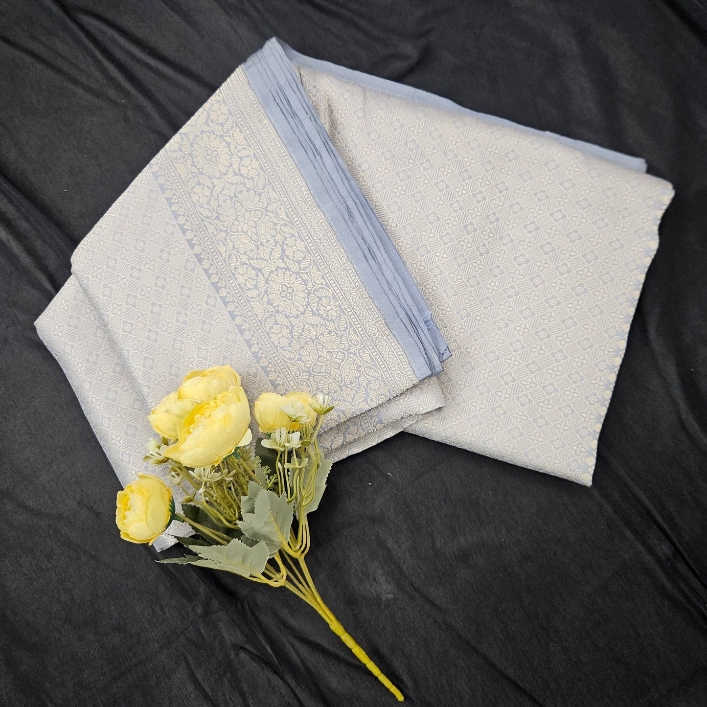 Steel Grey Pure Silk Brocade Saree