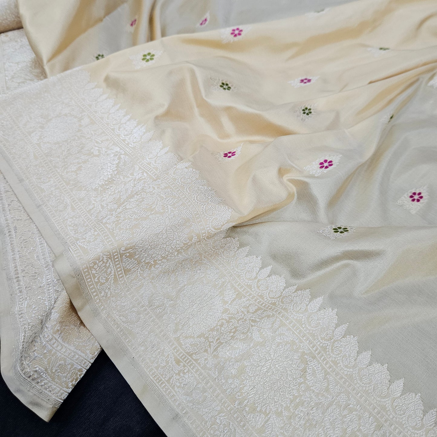 Creme Pure Silk Saree