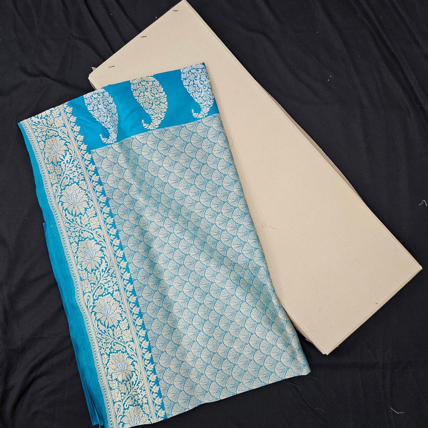 Turquoise Blue Pure Silk Brocade Saree