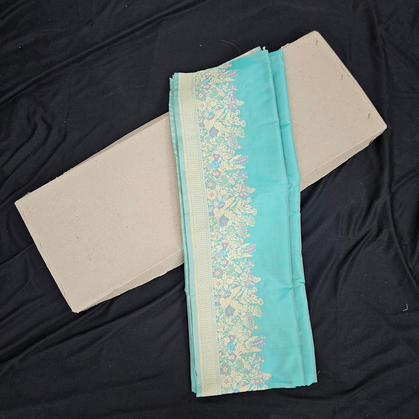 Aqua Blue Pure Silk Saree