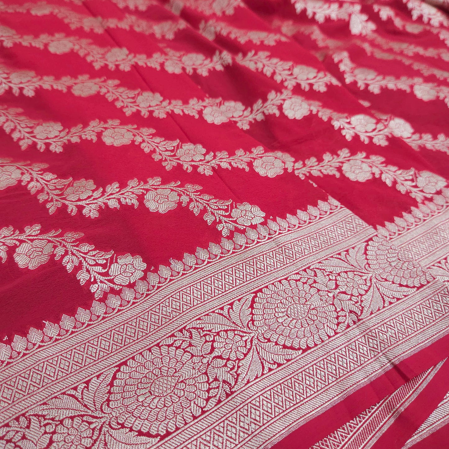 Red Chiffon Saree