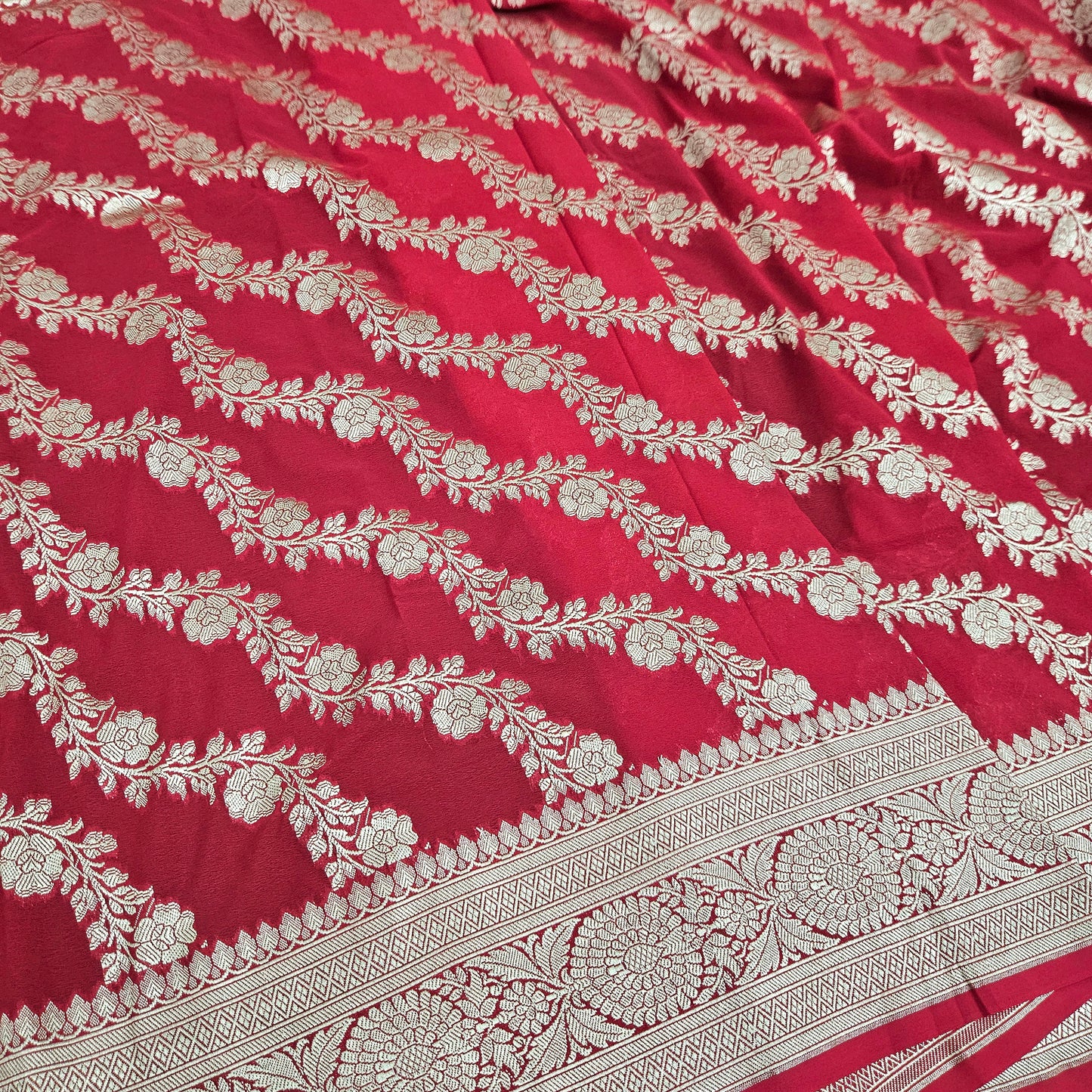 Red Chiffon Saree