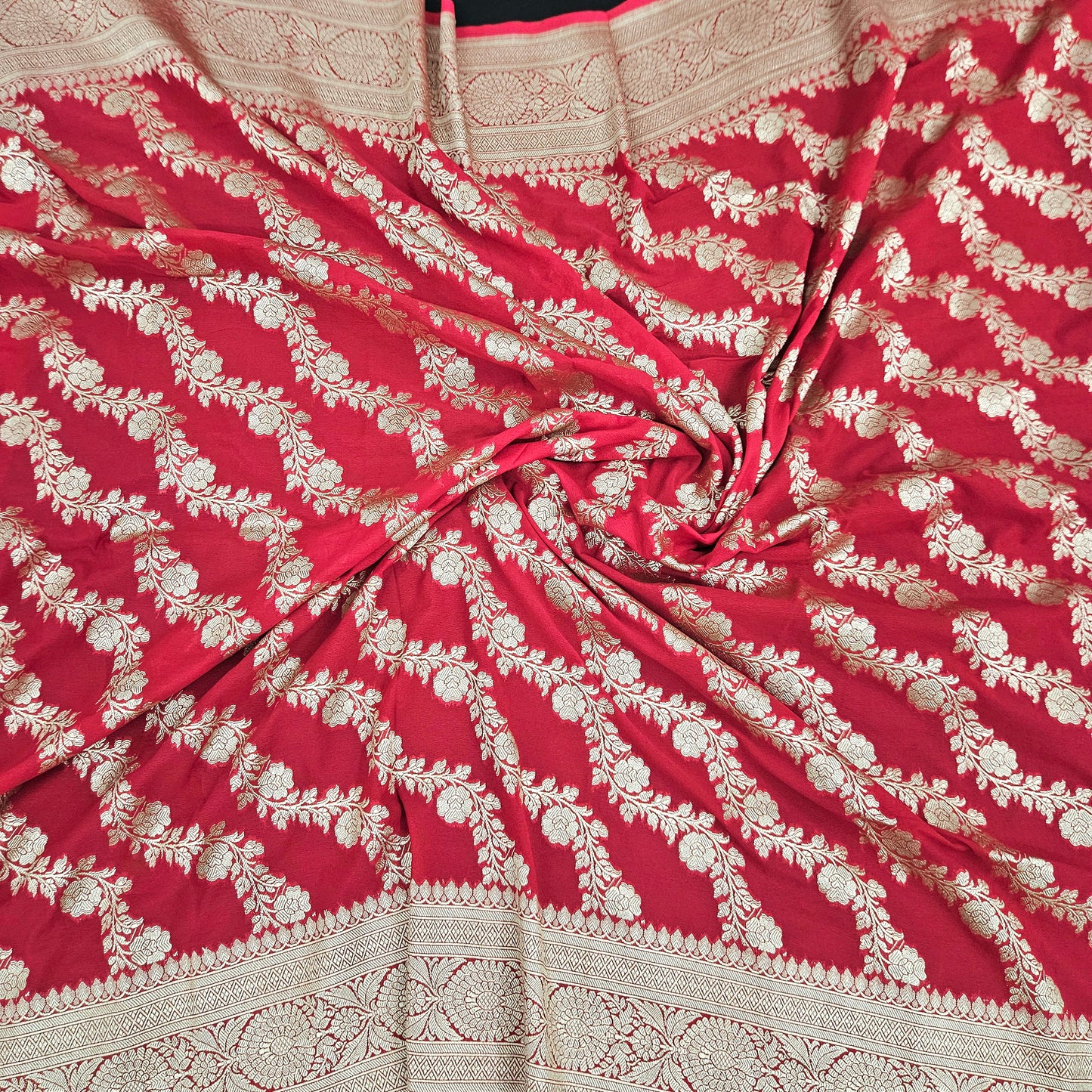 Red Chiffon Saree
