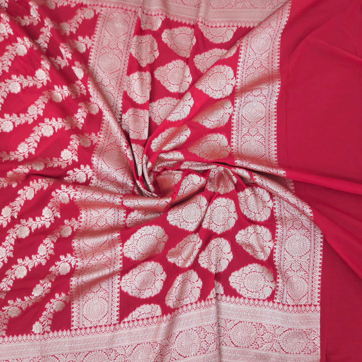 Red Chiffon Saree