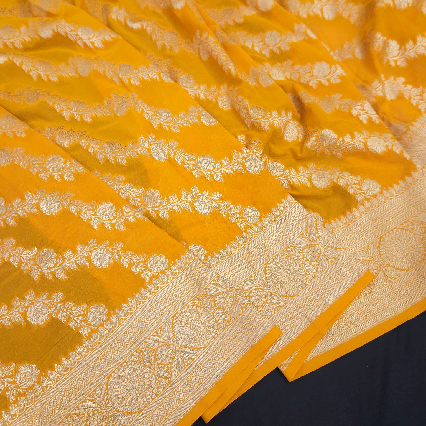Mustard Yellow Chiffon Saree