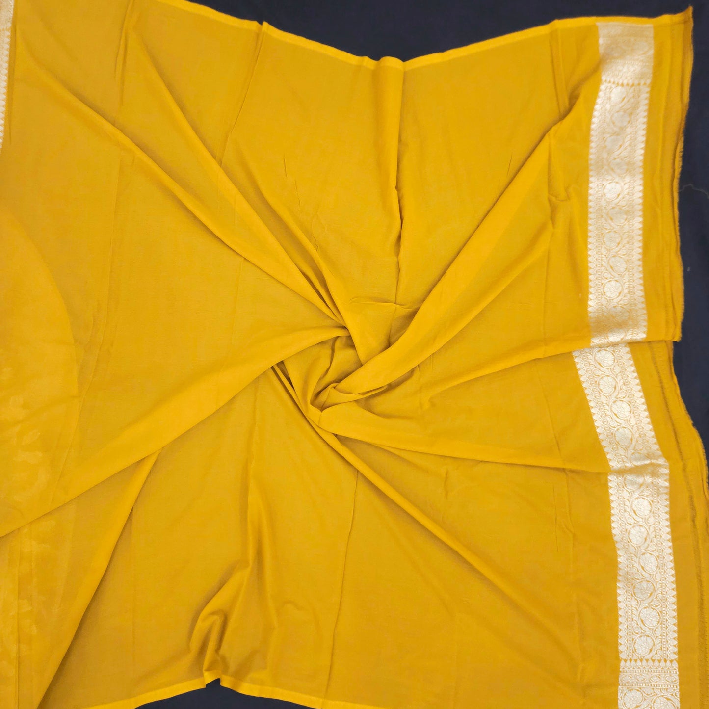 Mustard Yellow Chiffon Saree
