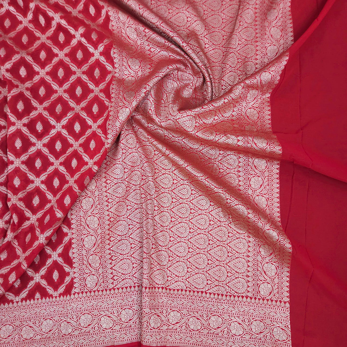 Red Georgette Chiffon Saree