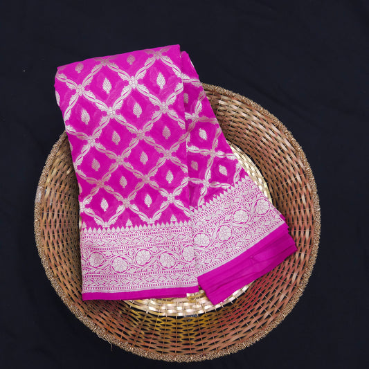 Magenta Golden Zari Chiffon Saree