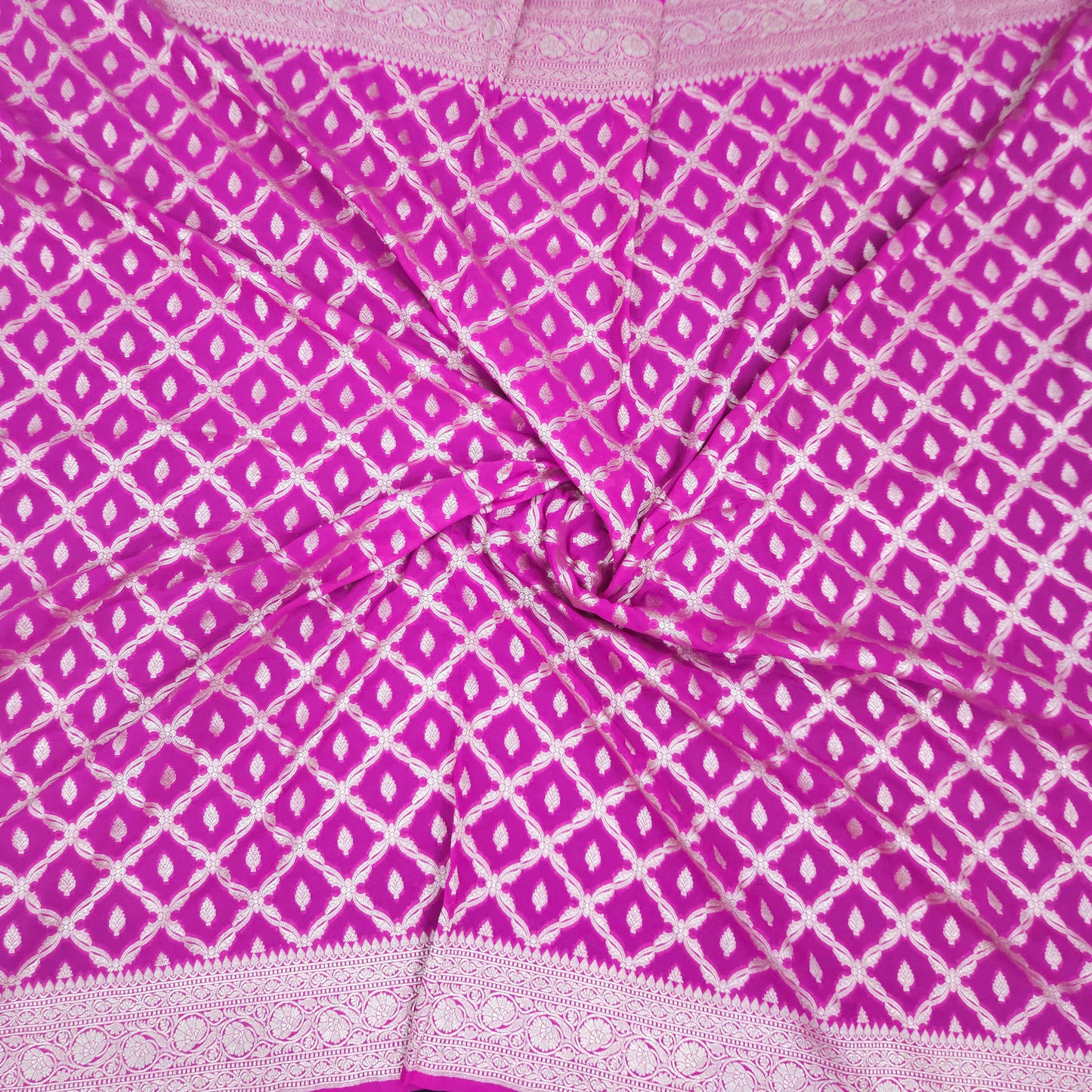 Magenta Golden Zari Chiffon Saree
