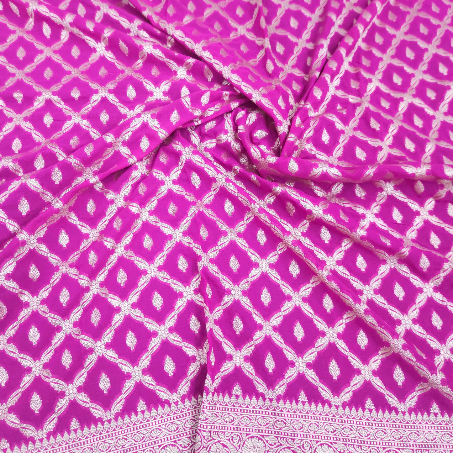 Magenta Golden Zari Chiffon Saree