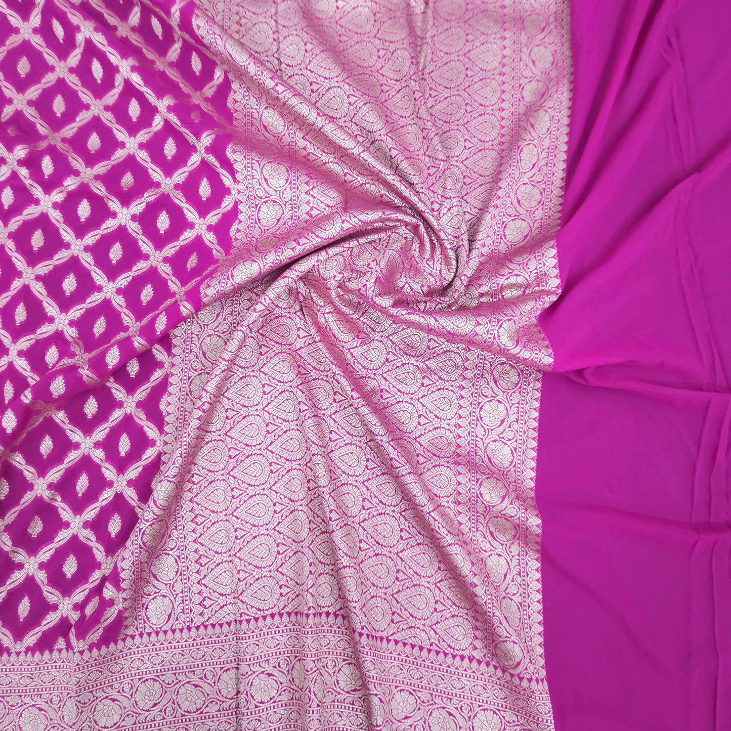 Magenta Golden Zari Chiffon Saree