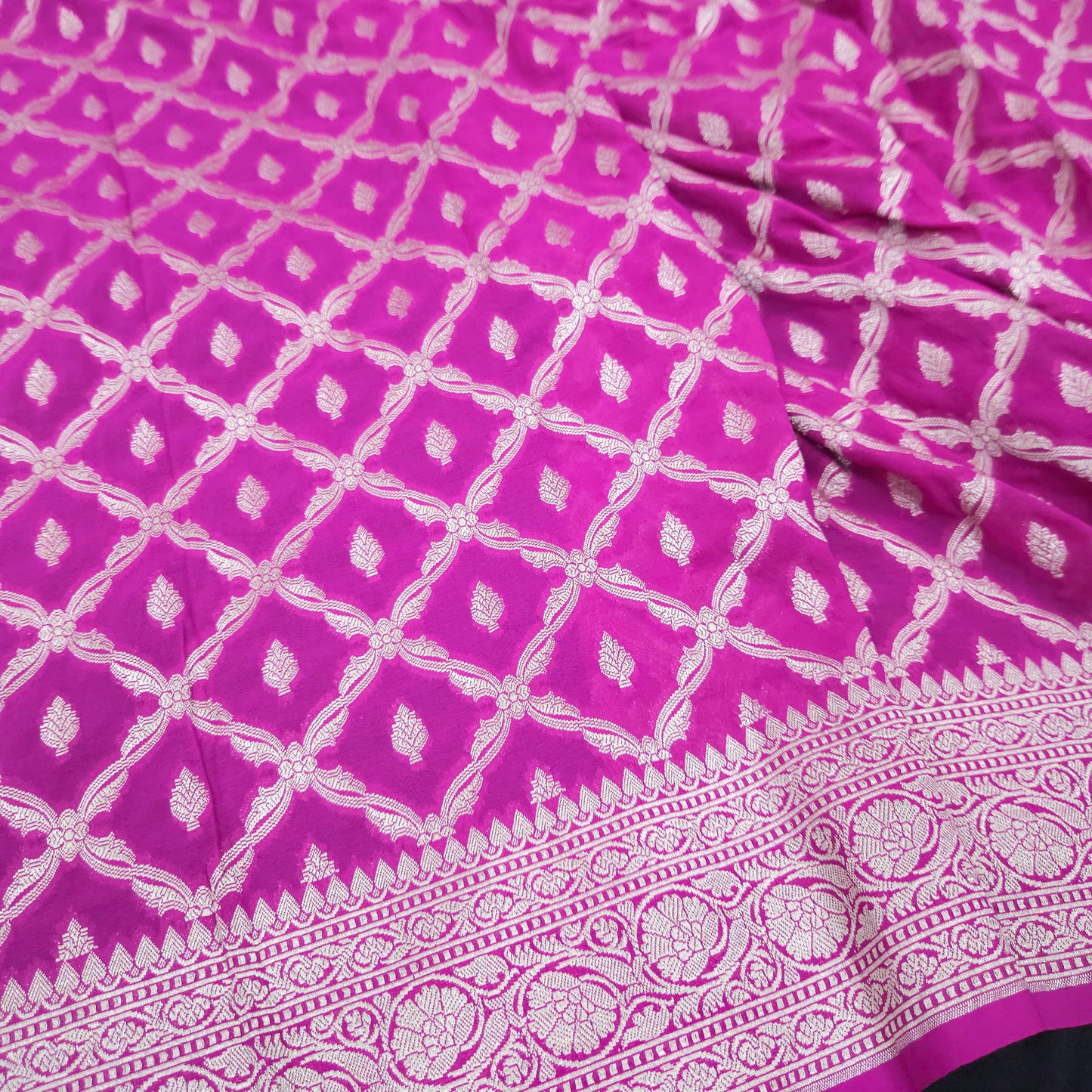 Magenta Golden Zari Chiffon Saree