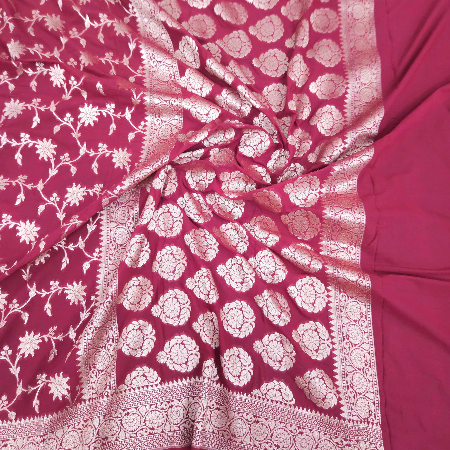Mehroon Georgette Chiffon Saree